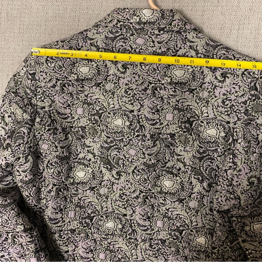 SilkLand Silver and Purple Trench Coat with Classic Silhouette - Picture 10 of 10